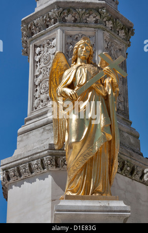 Golden statue of Angel near Cathedral of Virgin Mary. Zagreb, Croatia. Stock Photo