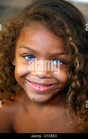 Portrait of a young girl at Rocinha favela, Rio de Janeiro, Brazil, South America Stock Photo
