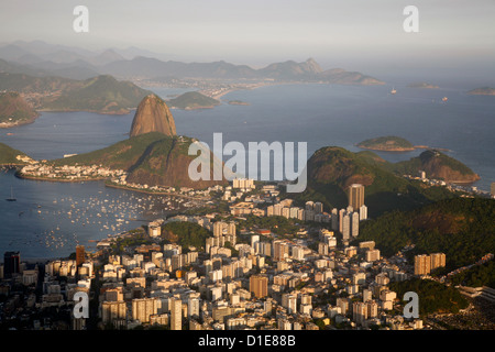 View of the Pao de Acucar (Sugar Loaf Mountain) and the Bay of Botafogo, Rio de Janeiro, Brazil, South America Stock Photo