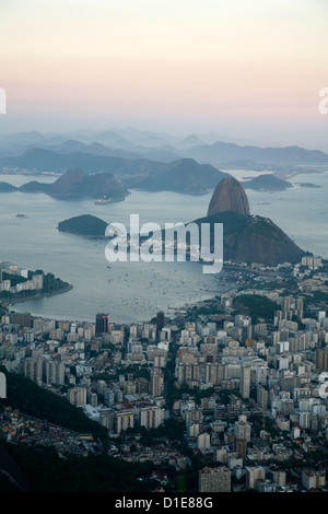 View of the Pao de Acucar (Sugar Loaf Mountain) and the Bay of Botafogo, Rio de Janeiro, Brazil, South America Stock Photo