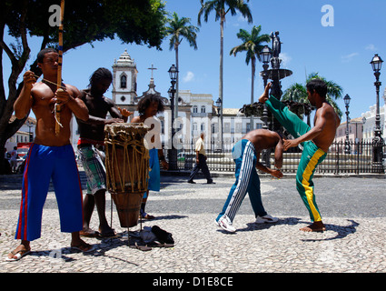 Capoeira performance at Terreiro de Jesus Square in Pelourinho district, Salvador, Bahia, Brazil, South America Stock Photo