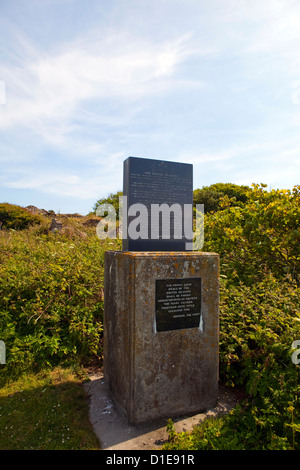 Welcome stone of the Prince of the Saltee Islands, on Great Saltee off the coast of Co. Wexford, Ireland. Stock Photo