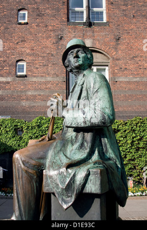 Monument of Hans Christian Andersen in Copenhagen, looking at Tivoli park. Stock Photo