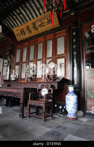It's a photo of the interior of an old ancient Chinese house in china near shanghai. It's near a Buddhist temple. Stock Photo