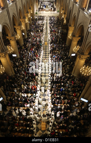 Chrism mass (Easter Wednesday) in Notre Dame Cathedral, Paris, France, Europe Stock Photo