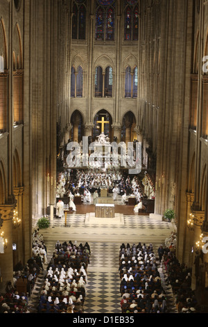 Chrism mass (Easter Wednesday) in Notre Dame Cathedral, Paris, France, Europe Stock Photo