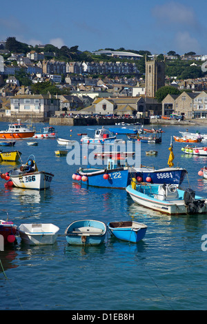 Summer sunshine on boats in the old harbour, St. Ives, Cornwall, England, United Kingdom, Europe Stock Photo