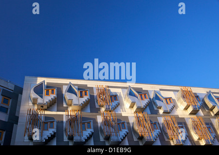 Exterior of New Scottish Parliament building, architect Enric Miralles, Holyrood, Edinburgh, Scotland, United Kingdom, Europe Stock Photo