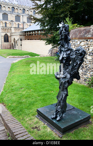 Modern sculpture in Cathedral Upper Close, Norwich, Norfolk, England, United Kingdom, Europe Stock Photo