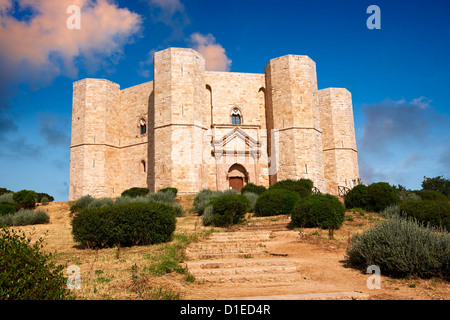 The medieval octagonal castle Castel Del Monte, built by Emperor Frederick II in the 1240's near Andria in the Apulia , Italy Stock Photo