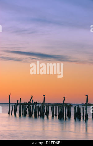 Sunrise over the old jety in Provincetown on the north of Cape Cod, Massachusetts Stock Photo