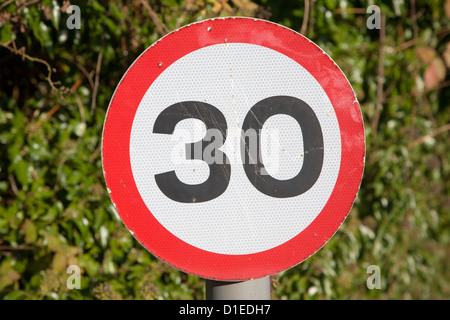 Round red circle 30 mph speed limit sign Stock Photo
