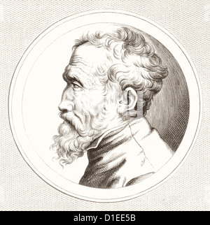 Michelangelo di Lodovico Buonarroti Simoni, 1475 –1564, known as Michelangelo. Italian Renaissance sculptor, artist, architect. Stock Photo