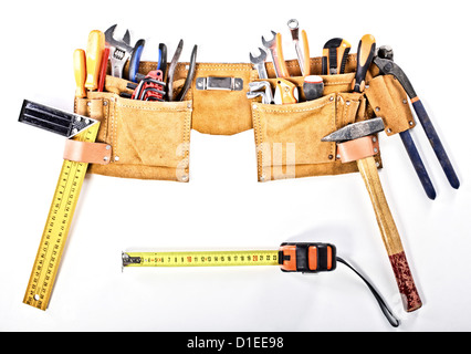 classic tools belt isolated on white background Stock Photo