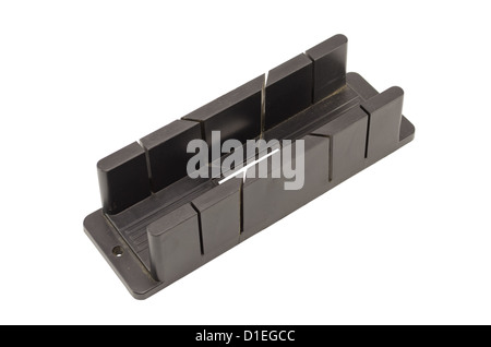 angle cut miter box tool isolated on white background. Stock Photo