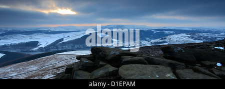 Wintertime over Howden Moors, Upper Derwent Valley, Peak District National Park, Derbyshire, England, UK Stock Photo