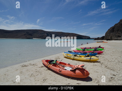 Balandra beach on the Sea Of Cortez north of La Paz Baja Sur Mexico with its clear waters and famous mushroom rock Stock Photo