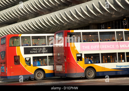 Central Terminus Preston Bus Station, and parked buses at Tithebarn St, Preston, Lancashire, UK,  which had been earmarked for demolition. Stock Photo