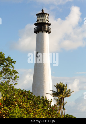 Cape Florida Lighthouse and Lantern in Bill Baggs State Park in Key Biscayne Florida Stock Photo