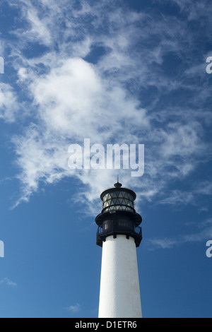 Cape Florida Lighthouse and Lantern in Bill Baggs State Park in Key Biscayne Florida looking like cigarette smoke Stock Photo