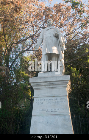 Statue of Olympic Founder Pierre de Coubertin in front of the Kalimarmaro Olympic Stadium Athens, Greece Stock Photo