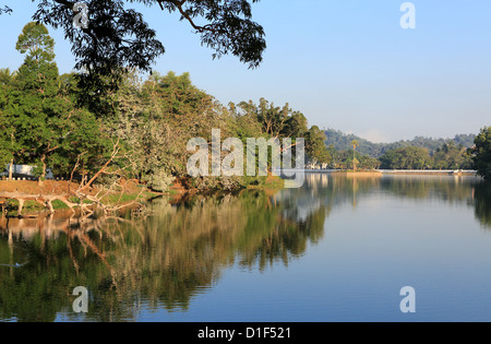 Early morning reflections on Kandy Lake in Kandy, Sri Lanka Stock Photo