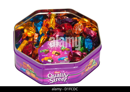 Open Tin Of Quality Street Chocolates Stock Photo