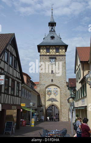 The Tower Gareway into the Altstadt, Marbach am Neckar, Baden Wurttemberg, Germany, Europe Stock Photo