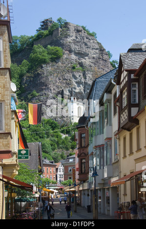 The main street with the Felsenkirche, Idar Oberstein, Rhineland Palatinate, Germany, Europe Stock Photo