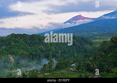View of Mount Rinjani from Senaru, Lombok, Indonesia, Southeast Asia, Asia Stock Photo