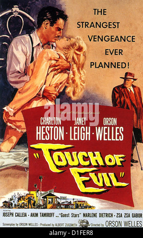 TOUCH OF EVIL Poster for 1958 Universal-International film with Charlton Heston, Janet Leigh and Orson Welles Stock Photo