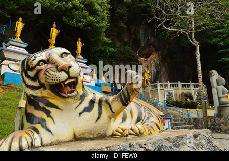 Tiger statue, Tiger Cave Temple (Wat Tham Suea), Krabi Province, Thailand, Southeast Asia, Asia Stock Photo