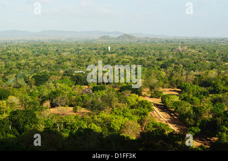 View of plains from Sigiriya (Lion Rock), UNESCO World Heritage Site, Sri Lanka, Asia Stock Photo