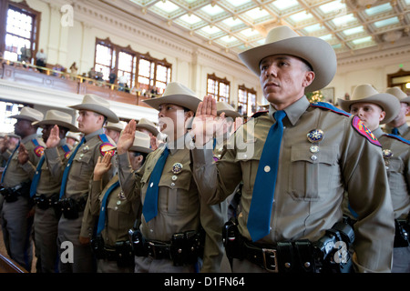 texas graduating troopers members class state during sit commissioning ceremony their alamy oath take capital