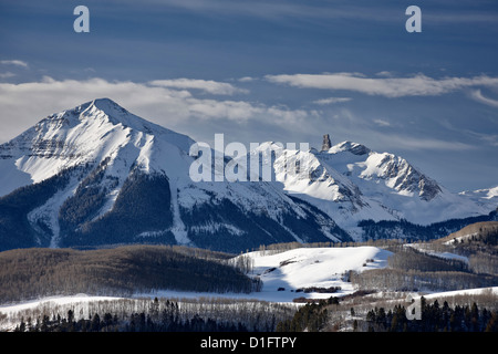 Lizard Head in the winter, Uncompahgre National Forest, Colorado, United States of America, North America Stock Photo