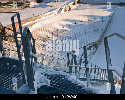 Holmenkollen ski jump arena in Oslo Norway, spectator area seen form above Stock Photo