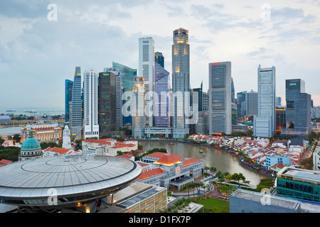 Skyline and Financial district at dawn, Singapore, Southeast Asia, Asia Stock Photo