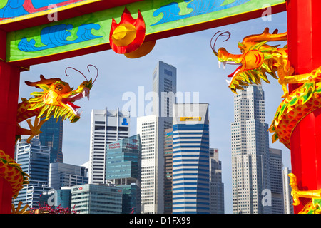 City skyline and Financial district, Singapore, Southeast Asia, Asia Stock Photo