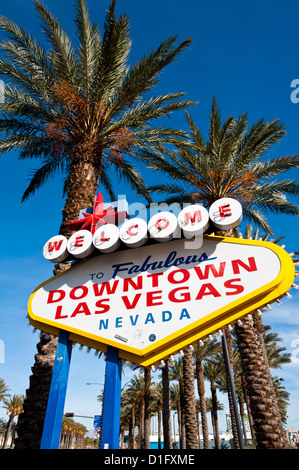 Welcome to downtown Las Vegas sign, Las Vegas, Nevada, United States of America, North America Stock Photo