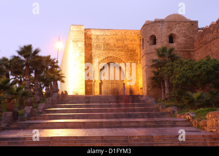 Gate and walls of the Oudaya Kasbah, Rabat, Morocco, North Africa, Africa Stock Photo