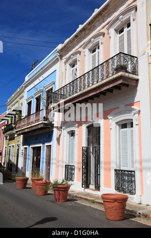 Colonial Architecture, Old San Juan, San Juan, Puerto Rico, West Indies, Caribbean, United States of America, Central America Stock Photo