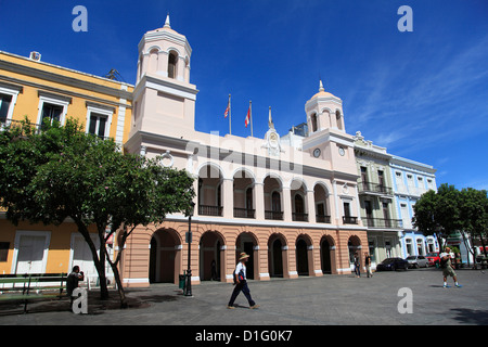 Plaza de Armas, Alcaldia, City Hall, Old San Juan, San Juan, Puerto Rico, West Indies, Caribbean, United States of America Stock Photo