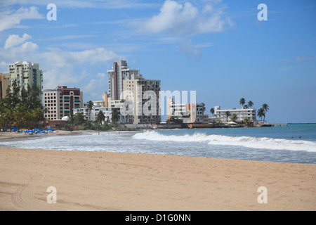 Beach, Isla Verde, San Juan, Puerto Rico, West Indies, Caribbean, United States of America, Central America Stock Photo