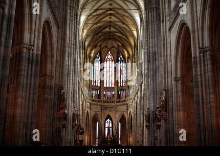 The nave of St Vitus' s Cathedral, Prague, Czech Republic, Europe Stock Photo