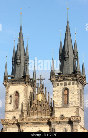 Tyn Church on Old Town Square, Prague, Czech Republic, Europe Stock Photo