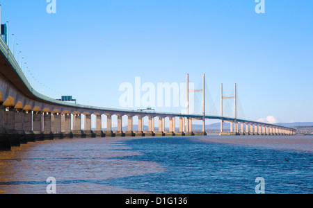 The Prince of Wales Bridge or Second Severn Crossing carries road traffic on the M4 motorway between Wales and the West Country near Bristol in the UK Stock Photo