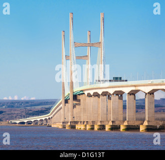 The Prince of Wales Bridge or Second Severn Crossing carries road traffic on the M4 motorway between Wales and the West Country near Bristol in the UK Stock Photo