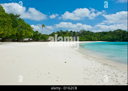 Turquoise water and white sand at the Champagne beach, Island of Espiritu Santo, Vanuatu, South Pacific, Pacific Stock Photo