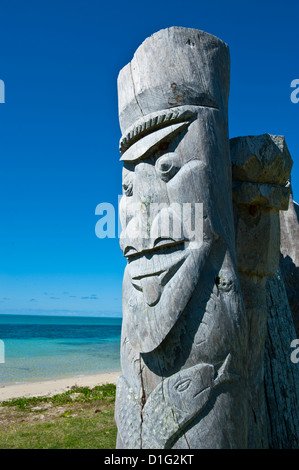 Traditional wood carving at the Ile des Pins, New Caledonia, Melanesia, South Pacific, Pacific Stock Photo