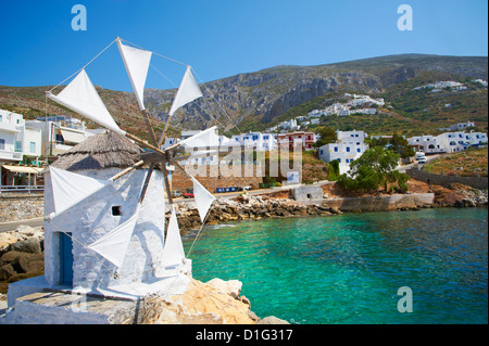 Aigiali town and port, Amorgos, Cyclades, Aegean, Greek Islands, Greece, Europe Stock Photo